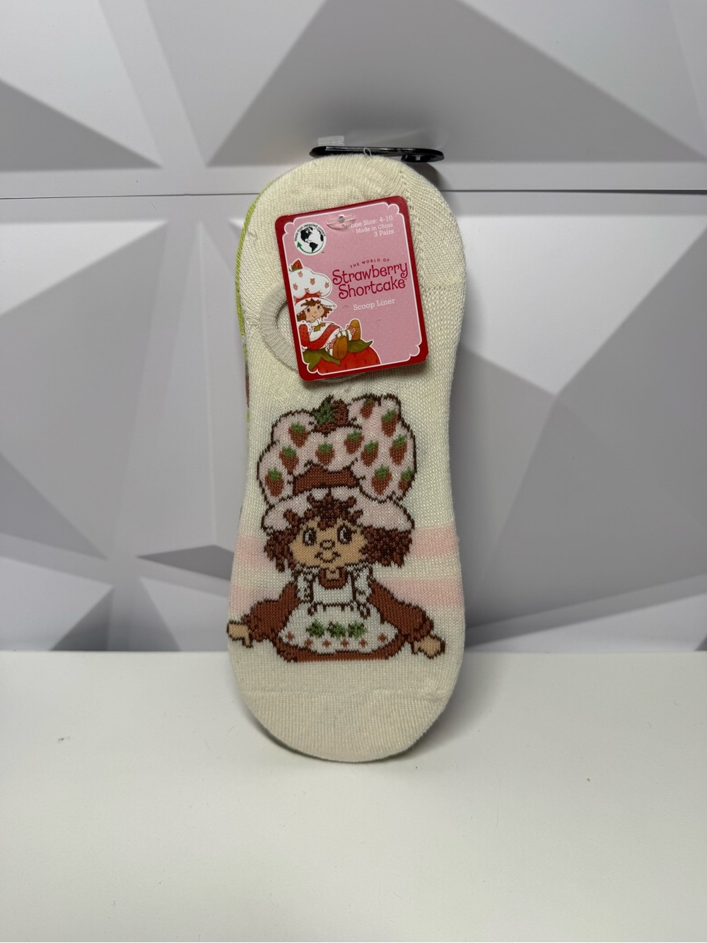 Strawberry Shortcake No Show Socks 3pk White Green Pink